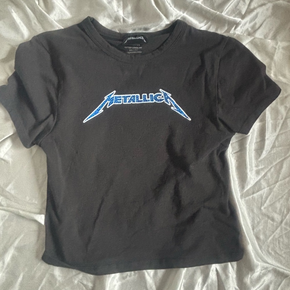 Black Short Sleeve Tee with Metallica Graphic